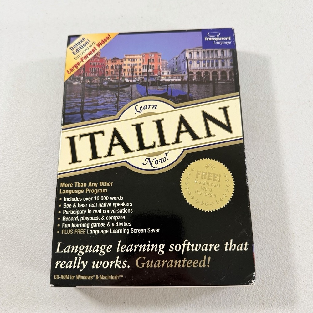 Transparent Learn Italian Now‎ Windows MAC Macintosh PC CD Deluxe Edition NEW